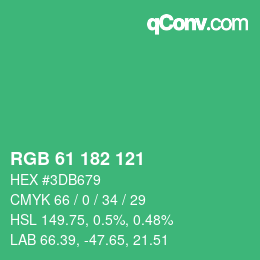 カラーコード: RGB 61 182 121 | qconv.com
