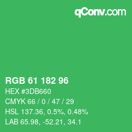 Color code: RGB 61 182 96 | qconv.com