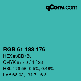 Color code: RGB 61 183 176 | qconv.com