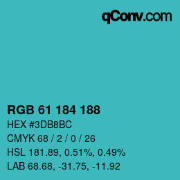 Color code: RGB 61 184 188 | qconv.com