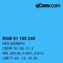 Farbcode: RGB 61 185 249 | qconv.com