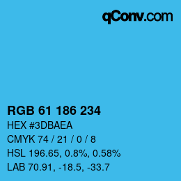 Código de color: RGB 61 186 234 | qconv.com