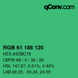 Color code: RGB 61 188 120 | qconv.com