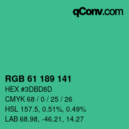 Farbcode: RGB 61 189 141 | qconv.com