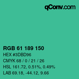 Farbcode: RGB 61 189 150 | qconv.com