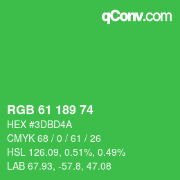 Farbcode: RGB 61 189 74 | qconv.com