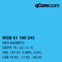 Color code: RGB 61 190 243 | qconv.com