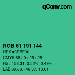 Color code: RGB 61 191 144 | qconv.com