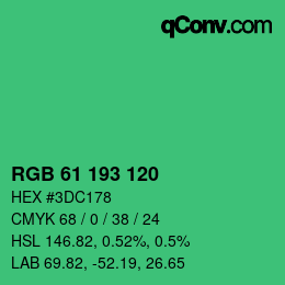 カラーコード: RGB 61 193 120 | qconv.com
