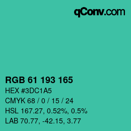 Código de color: RGB 61 193 165 | qconv.com