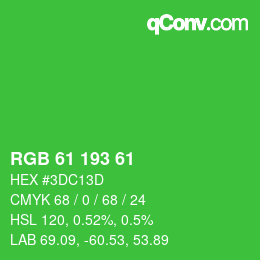カラーコード: RGB 61 193 61 | qconv.com