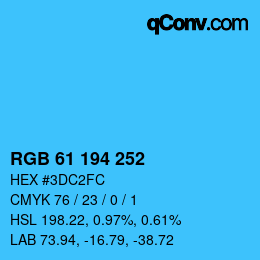 Color code: RGB 61 194 252 | qconv.com