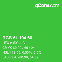 カラーコード: RGB 61 194 60 | qconv.com