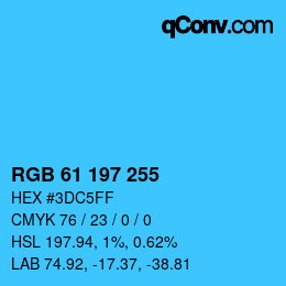 Color code: RGB 61 197 255 | qconv.com