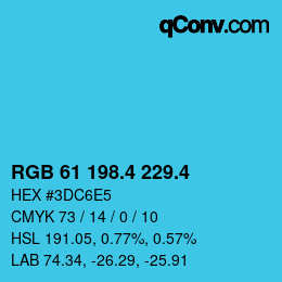 カラーコード: RGB 61 198.4 229.4 | qconv.com