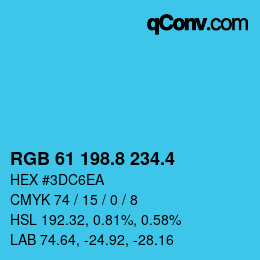 カラーコード: RGB 61 198.8 234.4 | qconv.com