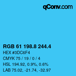 カラーコード: RGB 61 198.8 244.4 | qconv.com