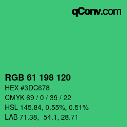 カラーコード: RGB 61 198 120 | qconv.com