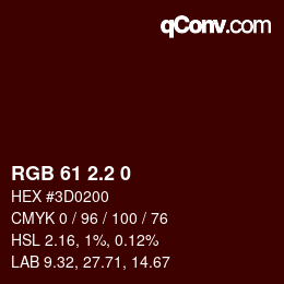 カラーコード: RGB 61 2.2 0 | qconv.com