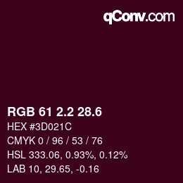 カラーコード: RGB 61 2.2 28.6 | qconv.com