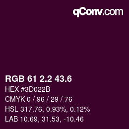 カラーコード: RGB 61 2.2 43.6 | qconv.com