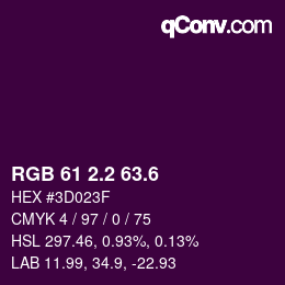 カラーコード: RGB 61 2.2 63.6 | qconv.com