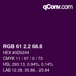 カラーコード: RGB 61 2.2 68.6 | qconv.com