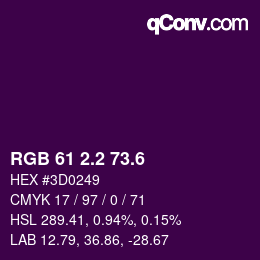 カラーコード: RGB 61 2.2 73.6 | qconv.com
