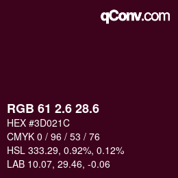 カラーコード: RGB 61 2.6 28.6 | qconv.com