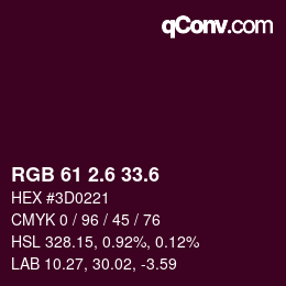 カラーコード: RGB 61 2.6 33.6 | qconv.com