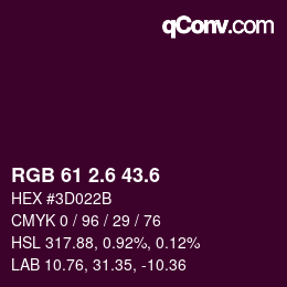 カラーコード: RGB 61 2.6 43.6 | qconv.com
