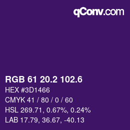 カラーコード: RGB 61 20.2 102.6 | qconv.com
