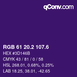 カラーコード: RGB 61 20.2 107.6 | qconv.com