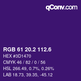 カラーコード: RGB 61 20.2 112.6 | qconv.com