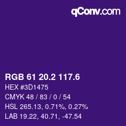 カラーコード: RGB 61 20.2 117.6 | qconv.com
