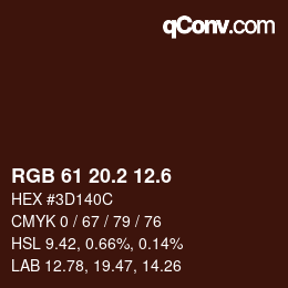 カラーコード: RGB 61 20.2 12.6 | qconv.com
