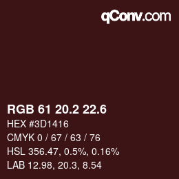 カラーコード: RGB 61 20.2 22.6 | qconv.com