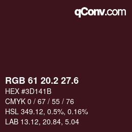 カラーコード: RGB 61 20.2 27.6 | qconv.com