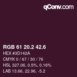 カラーコード: RGB 61 20.2 42.6 | qconv.com