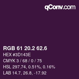 カラーコード: RGB 61 20.2 62.6 | qconv.com
