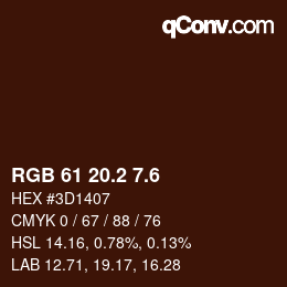 カラーコード: RGB 61 20.2 7.6 | qconv.com