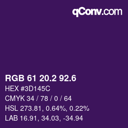 カラーコード: RGB 61 20.2 92.6 | qconv.com