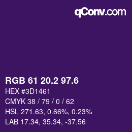 カラーコード: RGB 61 20.2 97.6 | qconv.com