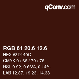 カラーコード: RGB 61 20.6 12.6 | qconv.com