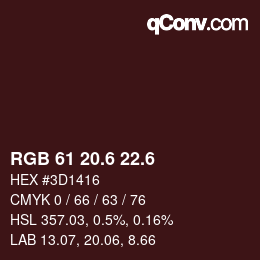 カラーコード: RGB 61 20.6 22.6 | qconv.com