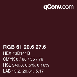カラーコード: RGB 61 20.6 27.6 | qconv.com