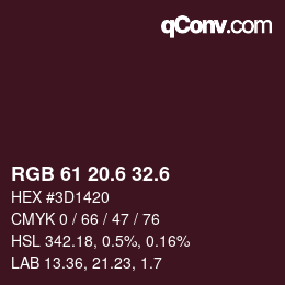 カラーコード: RGB 61 20.6 32.6 | qconv.com