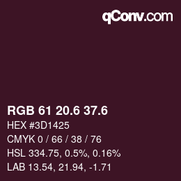 カラーコード: RGB 61 20.6 37.6 | qconv.com