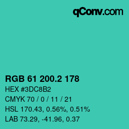 カラーコード: RGB 61 200.2 178 | qconv.com