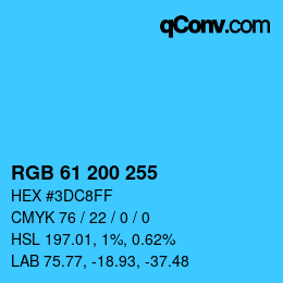 Color code: RGB 61 200 255 | qconv.com